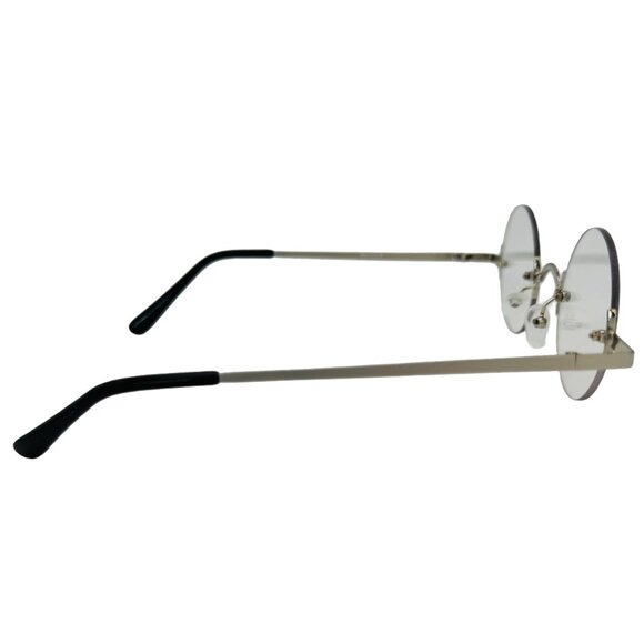 6020 | Silver Small Rimless Lens Clear Lens Glasses - Picture 3 of 5